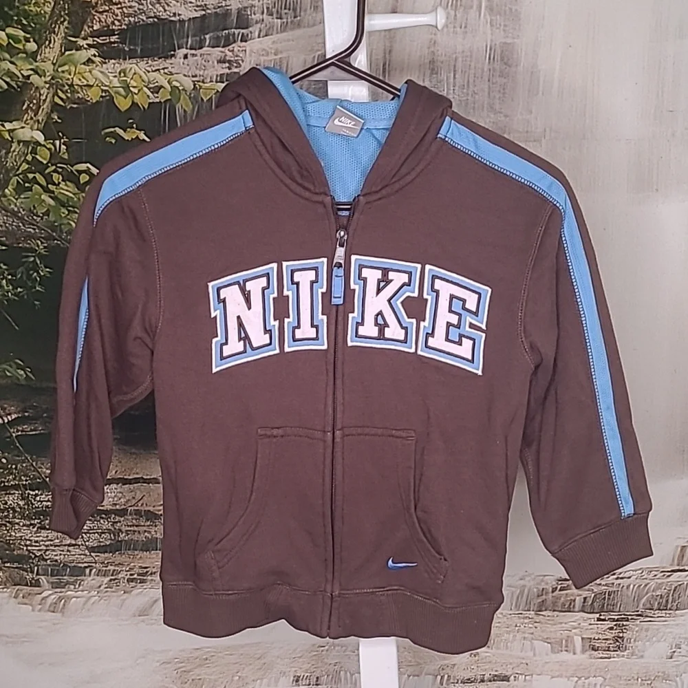 Nike Boys size 6 brown blue full zip long sleeve sweatshirt hoodie